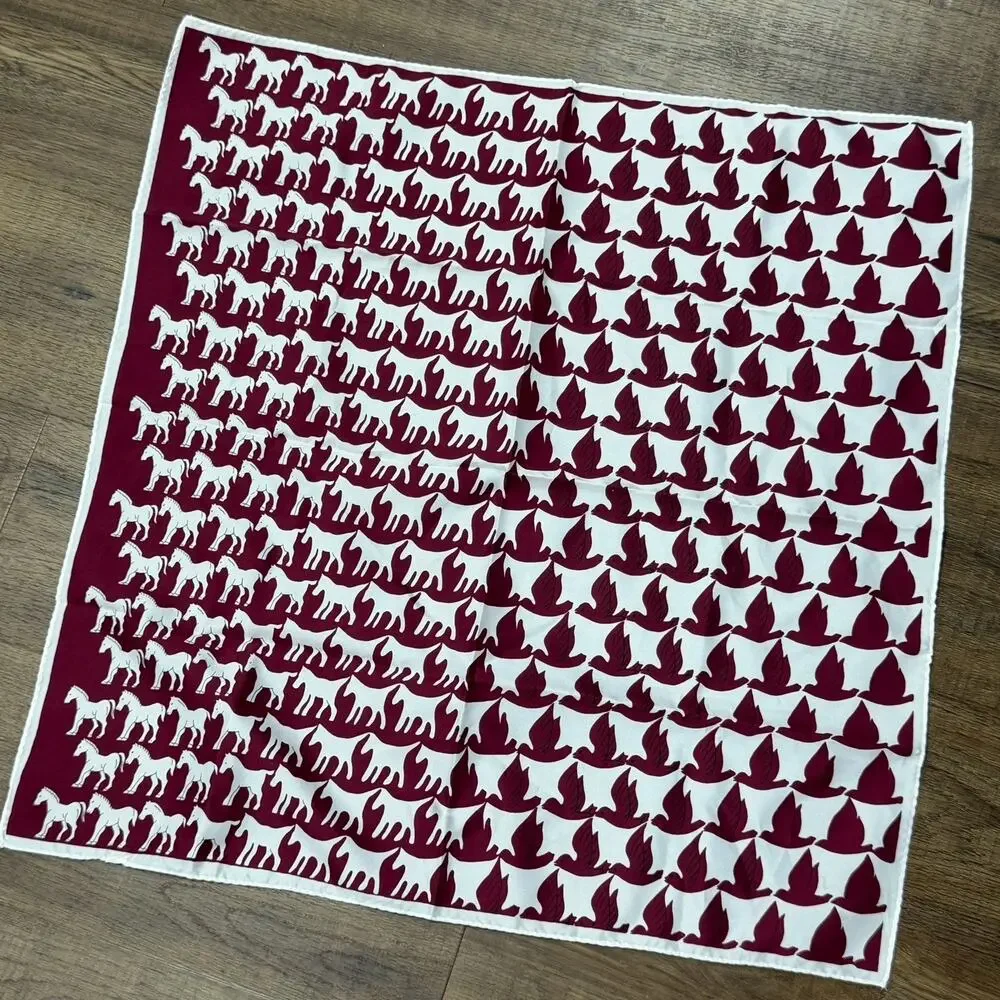 Vintage Red White Horse Bird Tessellation Scarf 24